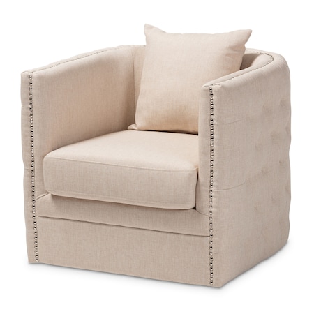 Baxton Studio Micah Modern Beige Upholstered Tufted Swivel Chair 151-9257